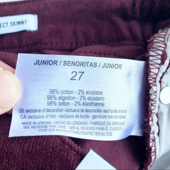William Rast Maroon Perfect Skinny Corduroy 27 - Picture 8 of 8